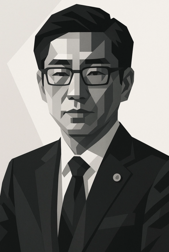 Abstract vector portrait of Shuzo Shoda, legal consultant